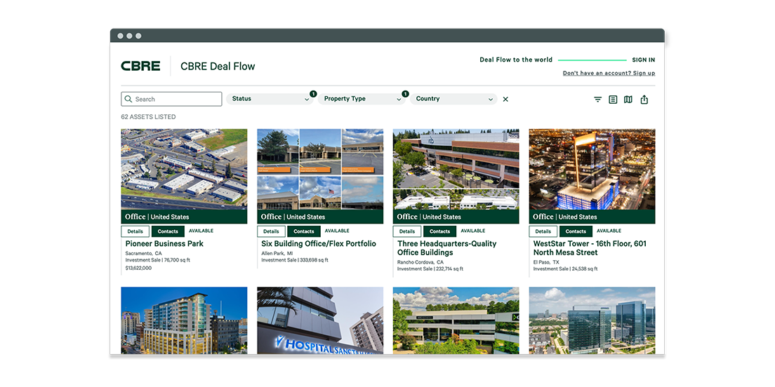 CBRE Deal Flow active listings