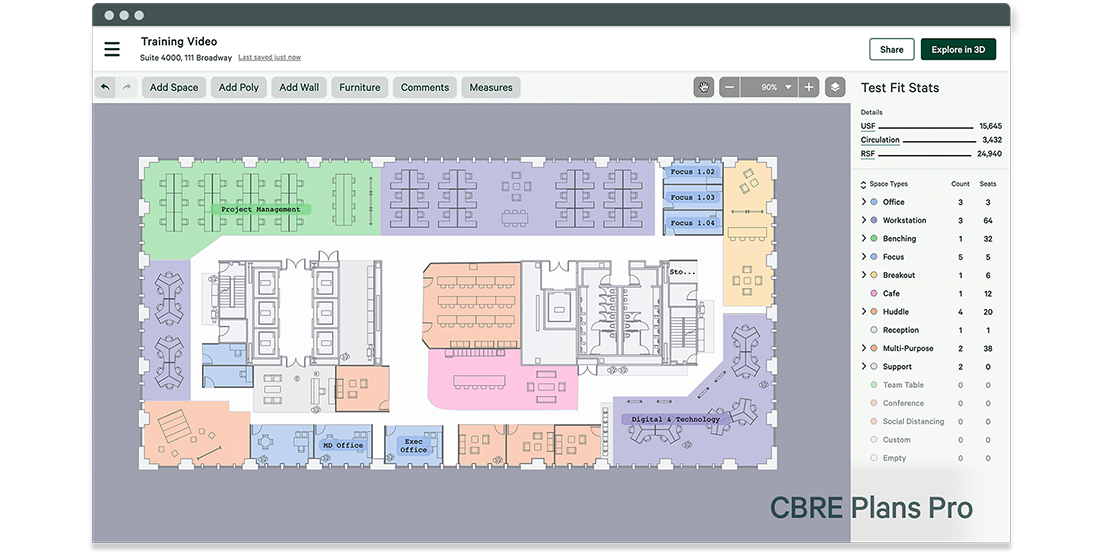 CBRE PlansPro product dashboard