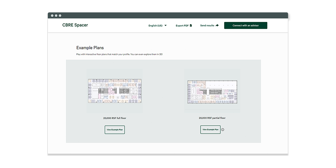 CBRE Spacer example plans